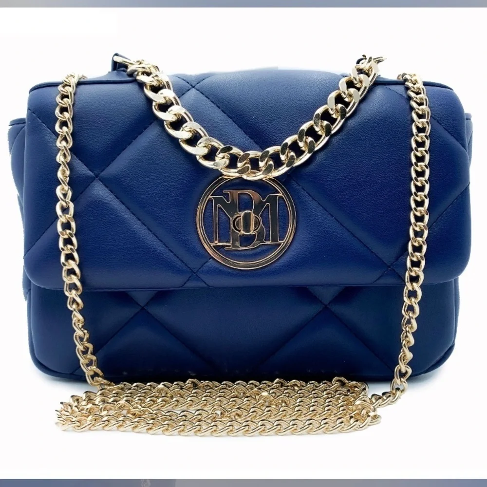 Badgley Mischka Blue and Gold Quilted Crossbody Bag NWT Clutch or Crossbody